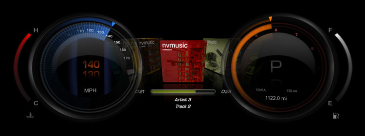 Reference instrument clusters and proof-of-concept designs developed with UI Composer Studio.