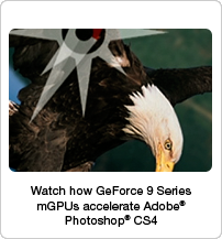 GeForce 9 Series mGPUs accelerate Adobe Photoshop CS4 
