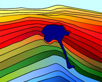Subsurface geological model showing exploration targets below the salt body