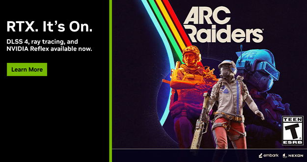 ARC Raiders já está disponível com DLSS 4 e Reflex - Multiplique o desempenho em 3,6 vezes nas GPUs GeForce RTX Série 50.