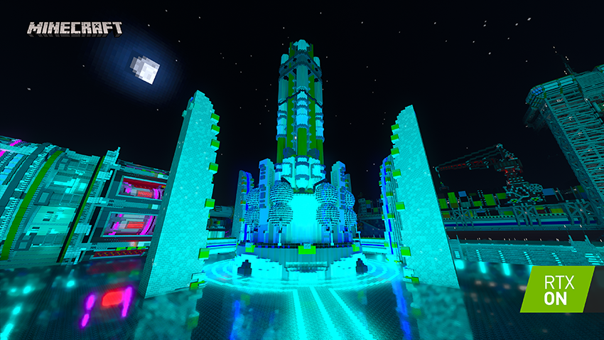 Minecraft with RTX Beta: Neon District - Interactive Screenshot Comparison - RTX ON