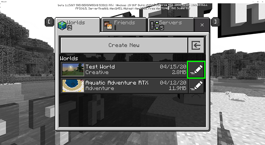 Click the button to edit the properties of your world Click the button to edit the properties of your world