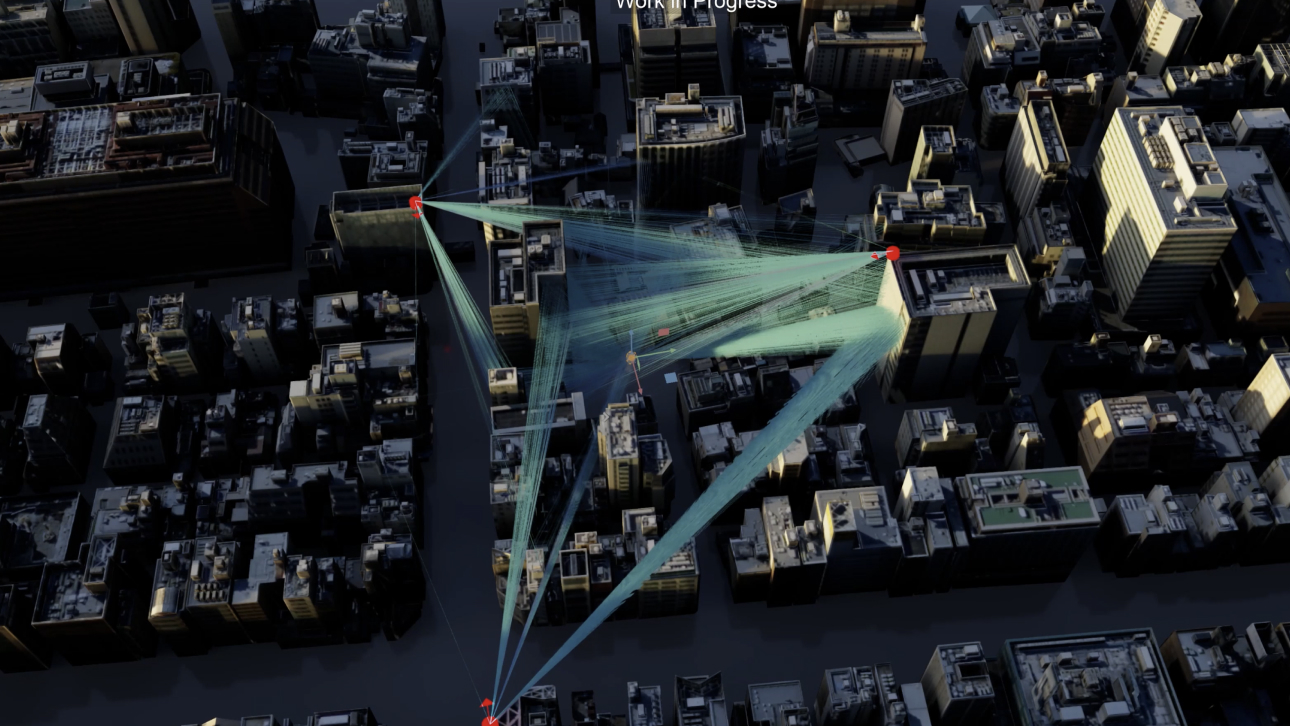 City-scale radio frequency estimation simulation using NVIDIA Aerial Omniverse Digital Twin platform. 