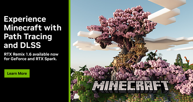 Experience Minecraft With Path Tracing and DLSS - RTX Remix 1.6 Available Now For GeForce and RTX Spark