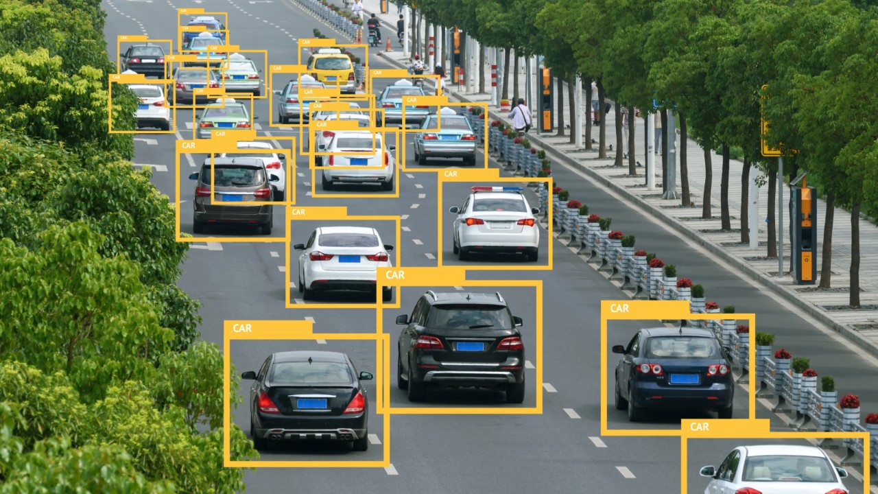 Cars on road labeled for autonomous vehicle data processing