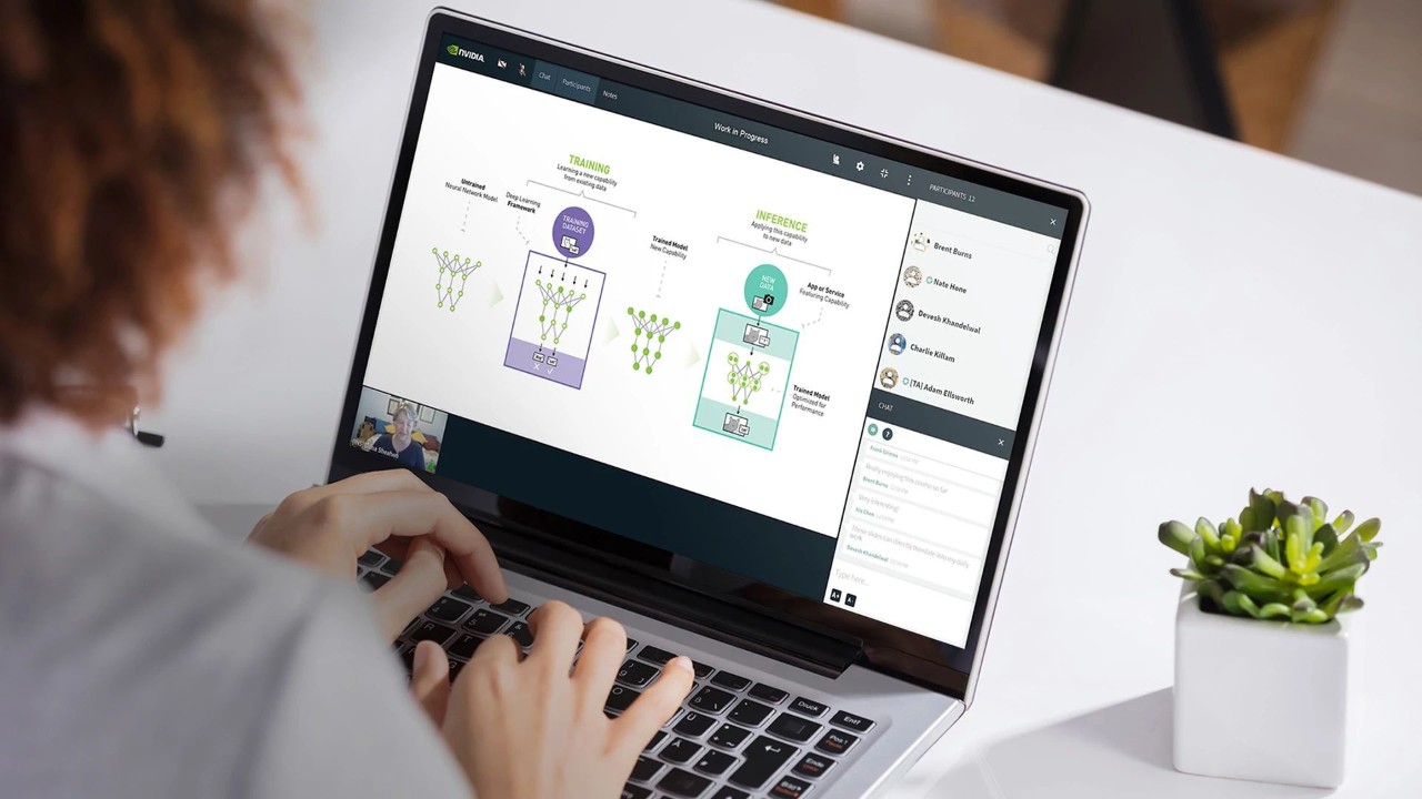 A software engineer is learning more about the NVIDIA Deep Learning course