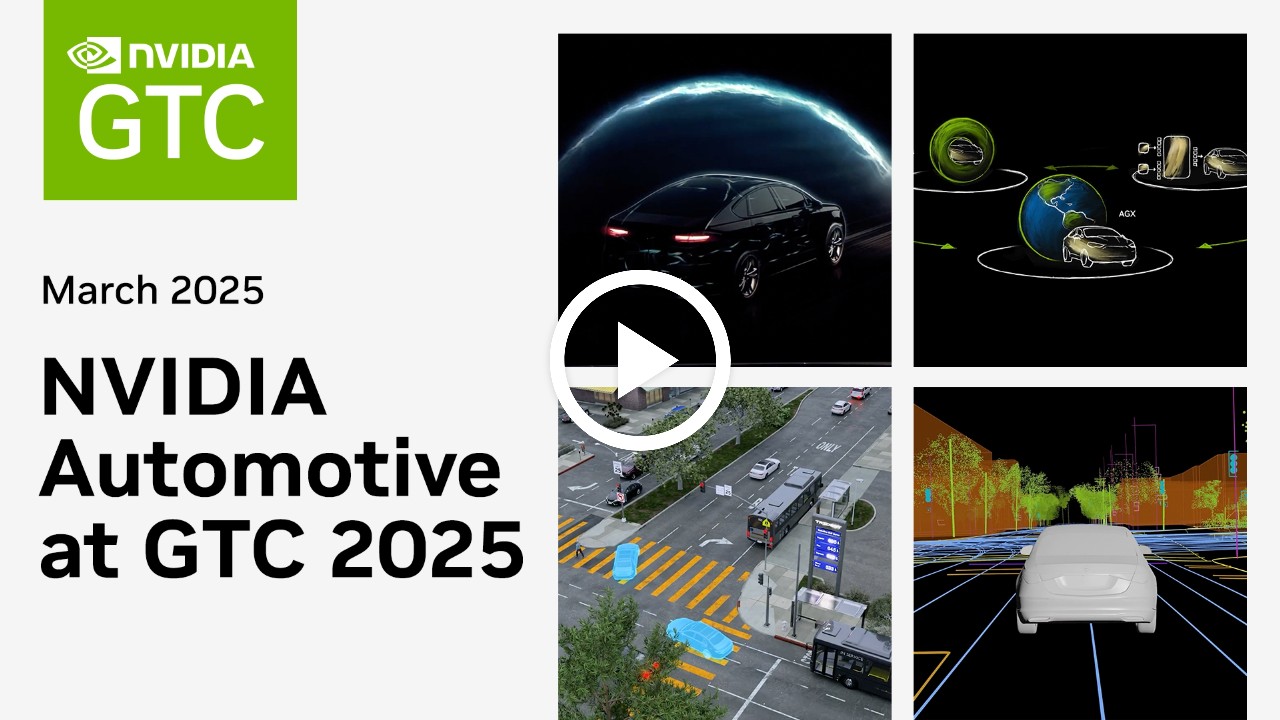 Video, das die neuesten NVIDIA Automotive-Durchbrüche auf der GTC 2025 NVIDIA hervorhebt.