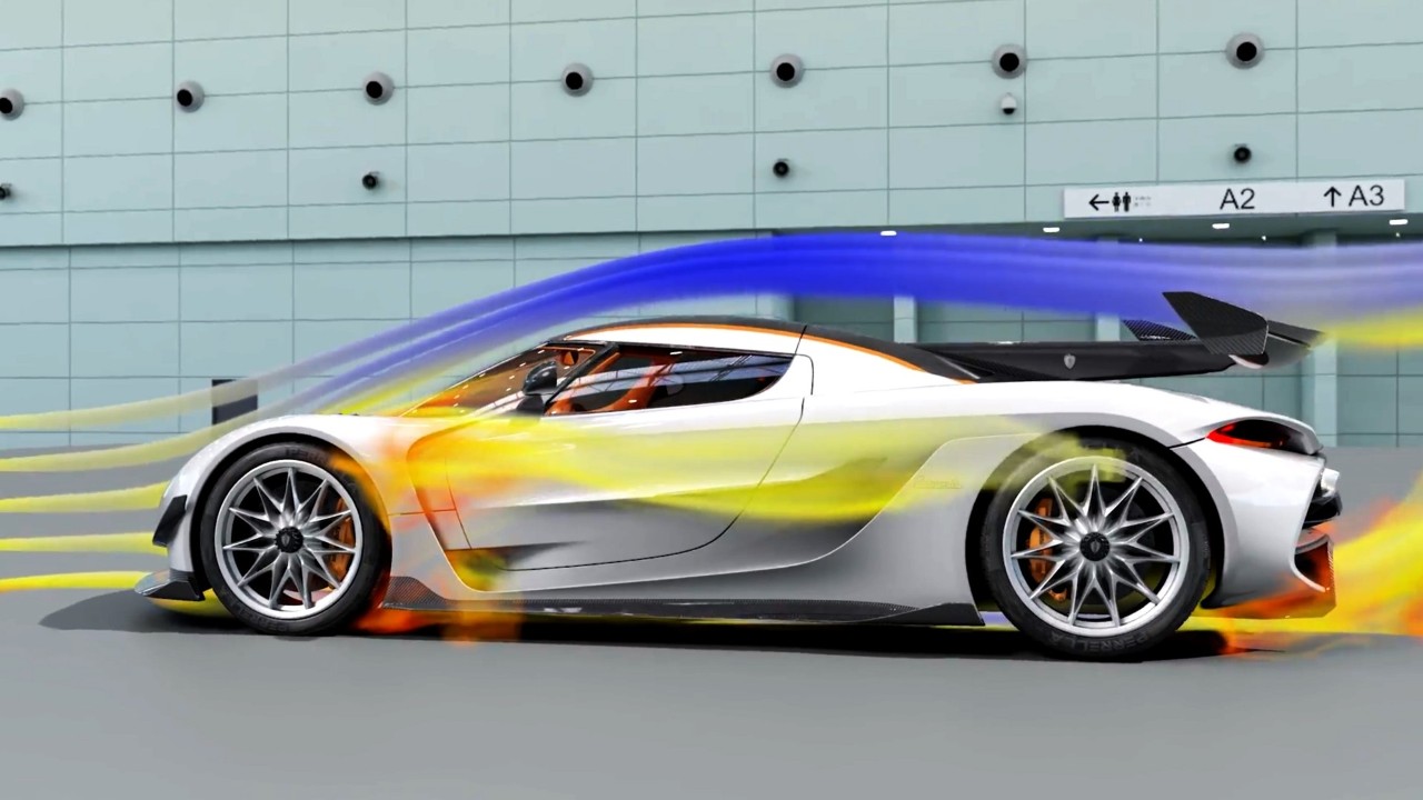 Fahrzeug im Windkanal