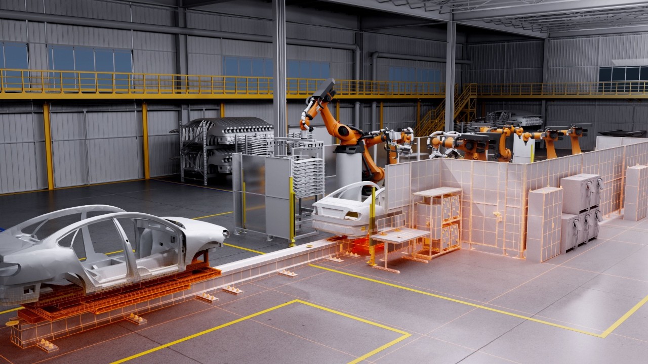 Autos, die von Robotern gebaut werden