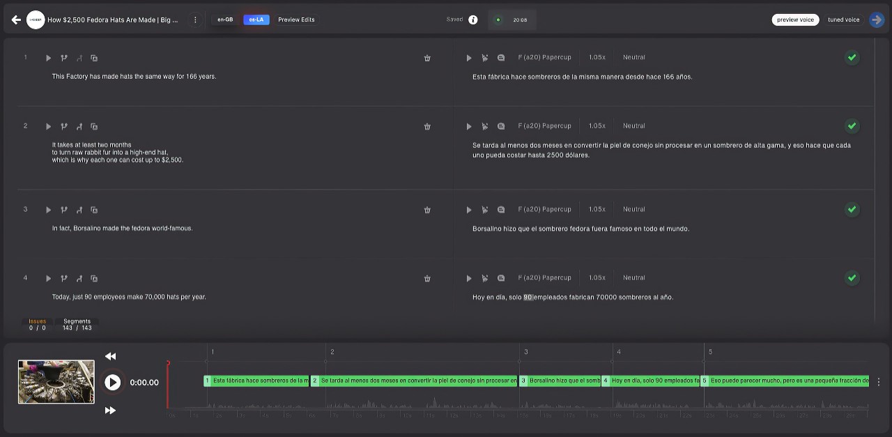 Papercup's AI dubbing studio