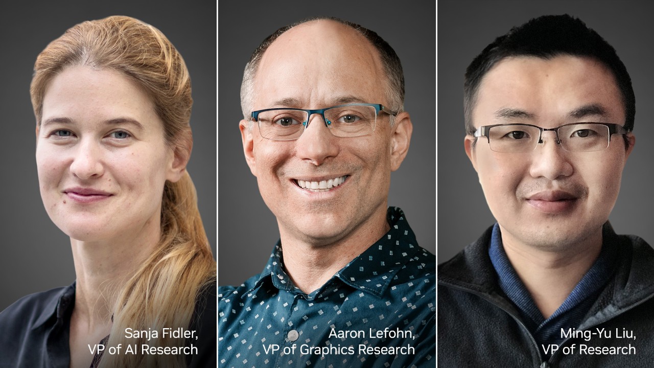 NVIDIA AI 研究リーダーの Sanja Fidler、Aaron Lefohn、Ming-Yu Liu