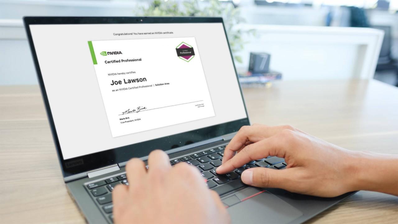 An AI developer attains the NVIDIA certification