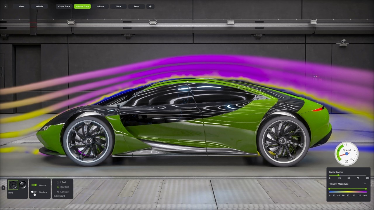 模擬的綠色卡片破風而過