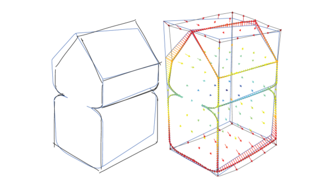  Line drawings of two irregular objects