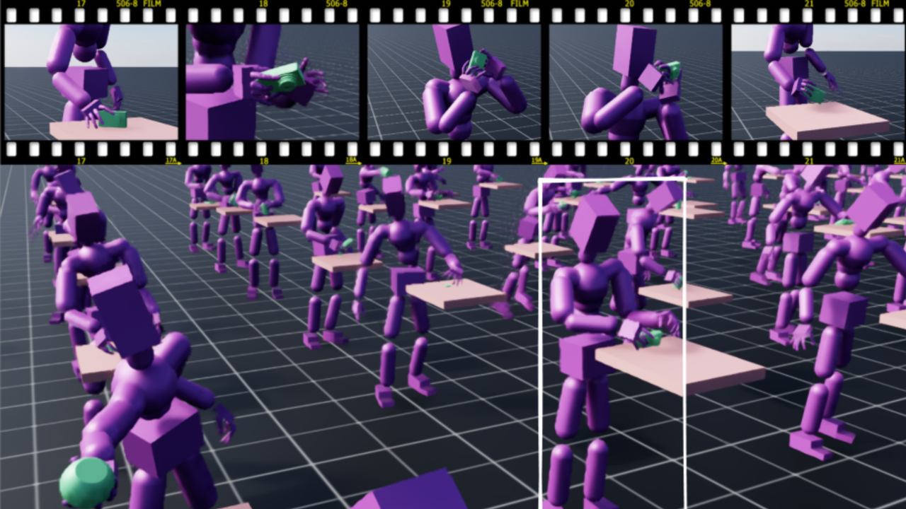  Simulated human motions for full-body object manipulation