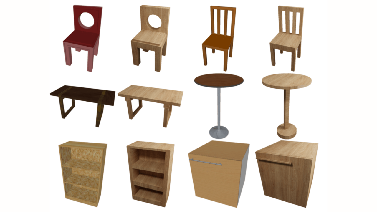 3D CAD models of living and dining room furniture