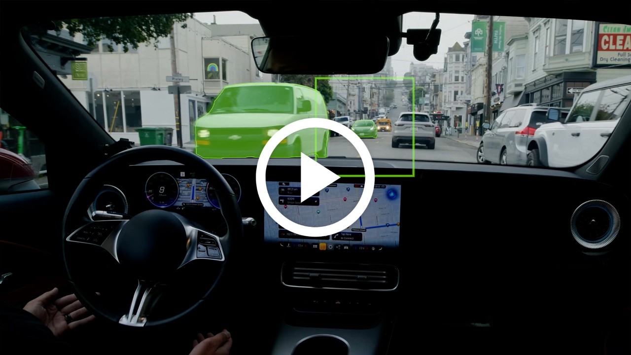 Autonomous vehicle concept explaining reasoning with NVIDIA Alpamayo