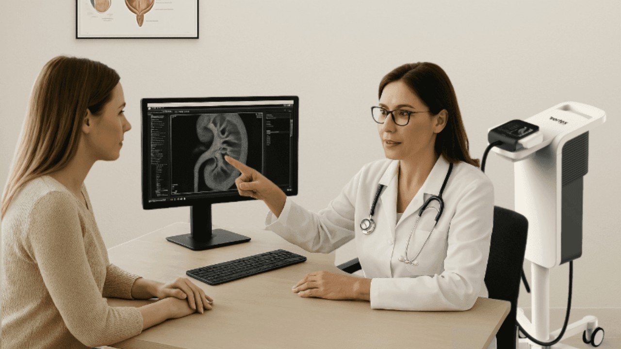  A doctor shares a medical image with a client